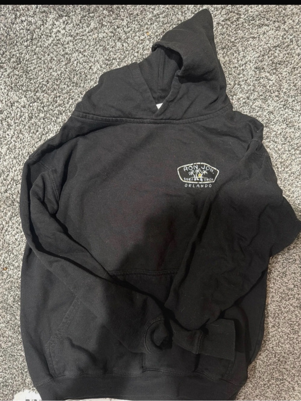Ron Jon Kids Black Hooded Sweatshirt with Small Chest Logo